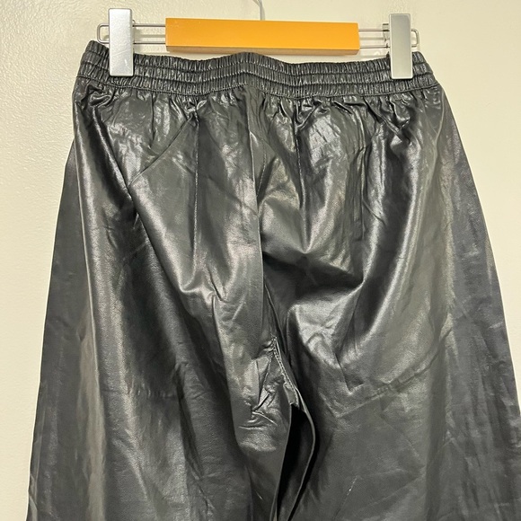 ZARA Faux Leather Jogger Pants Black Size S High Rise Tapered Fit - Picture 6 of 11